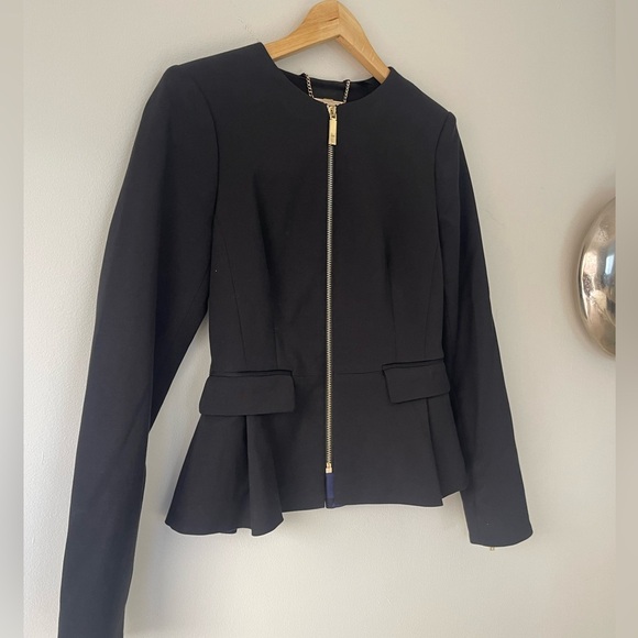 Ted Baker Black with Tag Zameli Peplum Cropped Jacket London Blazer - Picture 3 of 15